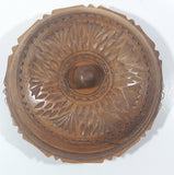 Decorative Carved Wood Candy Nut Bowl Dish with Lid 6 1/2"