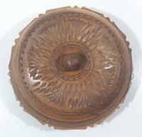 Decorative Carved Wood Candy Nut Bowl Dish with Lid 6 1/2"