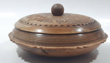 Decorative Carved Wood Candy Nut Bowl Dish with Lid 6 1/2"