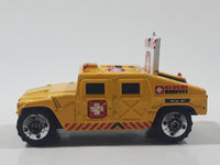 2003 Matchbox Special Edition Hummer Rescue Humvee Yellow 1:70 Scale Die Cast Toy Car Vehicle with Opening Rear Hatch