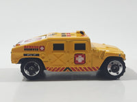 2003 Matchbox Special Edition Hummer Rescue Humvee Yellow 1:70 Scale Die Cast Toy Car Vehicle with Opening Rear Hatch