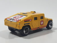 2003 Matchbox Special Edition Hummer Rescue Humvee Yellow 1:70 Scale Die Cast Toy Car Vehicle with Opening Rear Hatch