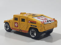 2003 Matchbox Special Edition Hummer Rescue Humvee Yellow 1:70 Scale Die Cast Toy Car Vehicle with Opening Rear Hatch