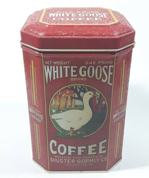 Shuster Gormly Co. One Pound White Goose Brand Coffee 6 1/4" Tall Tin Metal Container Jeannette, Pennsylvania