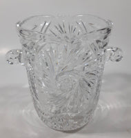 Vintage German Pinwheel and Star Cut Leaded Crystal Glass 5 1/4" Tall Ice Bucket Pail