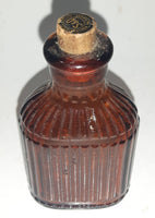 Antique S&D Medicine Drugs Miniature 3 1/4" Tall Amber Brown Glass Bottle with Cork Lid