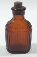 Antique S&D Medicine Drugs Miniature 3 1/4" Tall Amber Brown Glass Bottle with Cork Lid