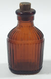 Antique S&D Medicine Drugs Miniature 3 1/4" Tall Amber Brown Glass Bottle with Cork Lid