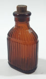 Antique S&D Medicine Drugs Miniature 3 1/4" Tall Amber Brown Glass Bottle with Cork Lid