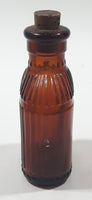 Antique S&D Medicine Drugs Miniature 3 1/4" Tall Amber Brown Glass Bottle with Cork Lid