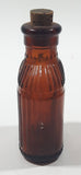 Antique S&D Medicine Drugs Miniature 3 1/4" Tall Amber Brown Glass Bottle with Cork Lid