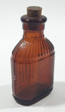 Antique S&D Medicine Drugs Miniature 3 1/4" Tall Amber Brown Glass Bottle with Cork Lid