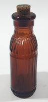 Antique S&D Medicine Drugs Miniature 3 1/4" Tall Amber Brown Glass Bottle with Cork Lid