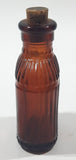 Antique S&D Medicine Drugs Miniature 3 1/4" Tall Amber Brown Glass Bottle with Cork Lid