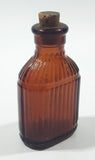 Antique S&D Medicine Drugs Miniature 3 1/4" Tall Amber Brown Glass Bottle with Cork Lid