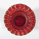 Antique Venetian Style Czech Red Orange Glass 9 1/4" Tall Vase