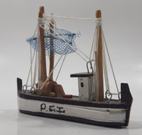 Vintage P.E.I. Prince Edward Island Fishing Trawler Boat Small 4 1/4" Long Wood Ship Model