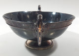 Vintage Silver Tone Metal Figural Face Head Handles 5" Diameter Bowl Dish