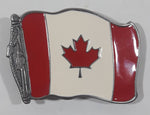 Waving Canada Flag Enamel Metal Belt Buckle Bottle Opener