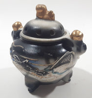 Antique 1940s Japanese Moriage Dragon Ware Porcelain Incense Burner 3" Tall