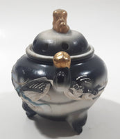 Antique 1940s Japanese Moriage Dragon Ware Porcelain Incense Burner 3" Tall