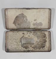 Vintage Engraved Silver Plate Small Cigarette Holder Hinged Case