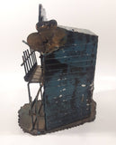 Vintage Abandoned Wild West Boom Town Ghost Town Two Story Bank Building Shaped Metal Coin Bank 8" Tall Made in Hong Kong No Plug