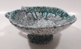 Antique Italian Embossed Teal Green and White Heart Shaped Pottery Candy Dish 6958 Italy