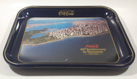 Vintage 1980 60th Anniversary of Coca-Cola in Vancouver 1920-1980 Aerial Shot of Downtown Vancouver and Part of Stanley Park Official Blue Metal Beverage Tray