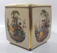 Antique Edward Sharp & Sons Ltd of Maidstone Kent Victorian Scenes 5" Tall Bowed Tin Metal Container