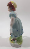 Antique 1945 to 1951 Occupied Japan Girl with Chicken Porcelain Lustreware 6" Tall Figure