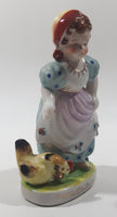 Antique 1945 to 1951 Occupied Japan Girl with Chicken Porcelain Lustreware 6" Tall Figure