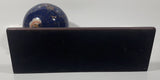 Beautiful 5" Tall Dark Blue with Mother of Pearl and Semi-Precious Gems Gemstones Earth World Map Rotating Globe Clock and Pen Holder On Wood Base