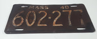 Vintage 1940 Massachusetts White Lettering Maroon Vehicle License Plate Metal Tag 602 277