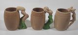 Antique Nude Women in Suggestive Poses Barrel Shape 4 1/2" Ceramic Pottery Mugs Set of 3