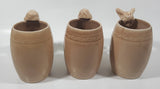 Antique Nude Women in Suggestive Poses Barrel Shape 4 1/2" Ceramic Pottery Mugs Set of 3