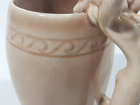 Antique Nude Women in Suggestive Poses Barrel Shape 4 1/2" Ceramic Pottery Mugs Set of 3