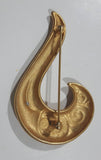 Swirl Pattern Music Note Style Golden Tone Metal Brooch Pin