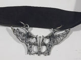 Gothic Winged Mirrored Letter B Pewter Style Metal and Fabric Choker Chain Necklace