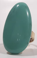 Turquoise Polished Stone Style Oval Shaped Gold Tone Metal Ring