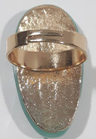 Turquoise Polished Stone Style Oval Shaped Gold Tone Metal Ring