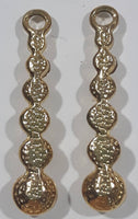 Sparkling Clear Rhinestone and Gold Tone Metal Earring Pendants Set of 2