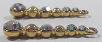 Sparkling Clear Rhinestone and Gold Tone Metal Earring Pendants Set of 2