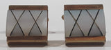 Vintage White Stone Square Shaped X Pattern Metal Cuff Links