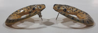 Yellow Wood Salamander Shaped Push Back Earrings