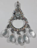 Chandelier Style Clear Sparkling Rhinestone with Dangling Plastic Drop Beads Metal Pendant