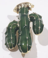 Green Cactus Shaped Enamel Metal Brooch Pin