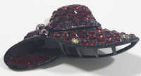 Ruby Red Rhinestone and Purple Rhinestone Butterfly Victorian Style Hat Metal Brooch Pin