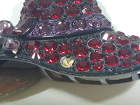 Ruby Red Rhinestone and Purple Rhinestone Butterfly Victorian Style Hat Metal Brooch Pin