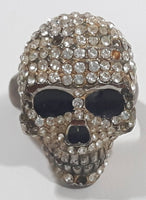 Clear Sparkling Rhinestone Skull Shaped Metal Ring